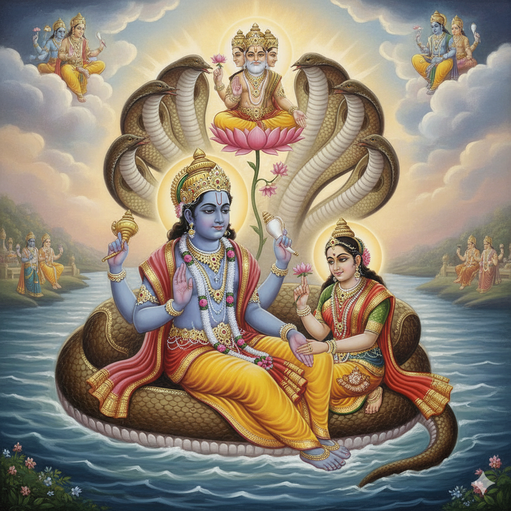 "December 2025 Ekadashi calendar showing three dates - Mokshada, Saphala and Putrada Ekadashi with Lord Vishnu"