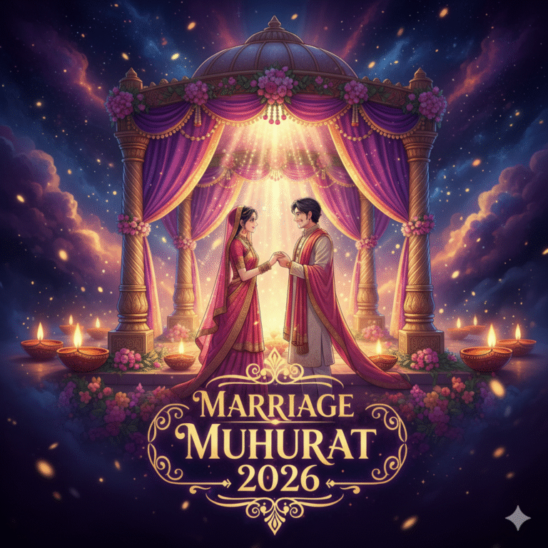 शादी के शुभ मुहूर्त 2026 – सभी महीनों के सर्वश्रेष्ठ विवाह तिथियाँ | NakshatraAI