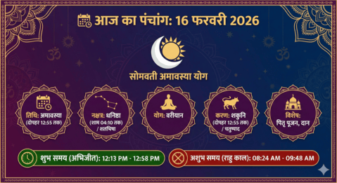 16 फरवरी 2026 सोमवती अमावस्या और आज का शुभ समय