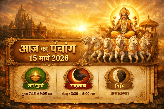 आज का पंचांग 15 मार्च 2026 जानिए आज का शुभ मुहूर्त, राहुकाल और तिथि